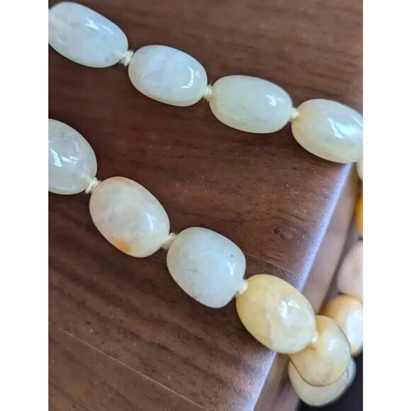 Vtg Polished Yellow Quartz Necklace Sterling Chunky Bead GemStone 18" 105 Grams - Picture 4 of 16